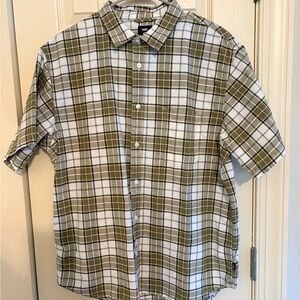 Vans Men's Green and White Checkered Shirt
